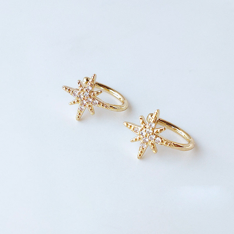 14k gold plated star non-pierced ear cuff earrings (5 pcs)