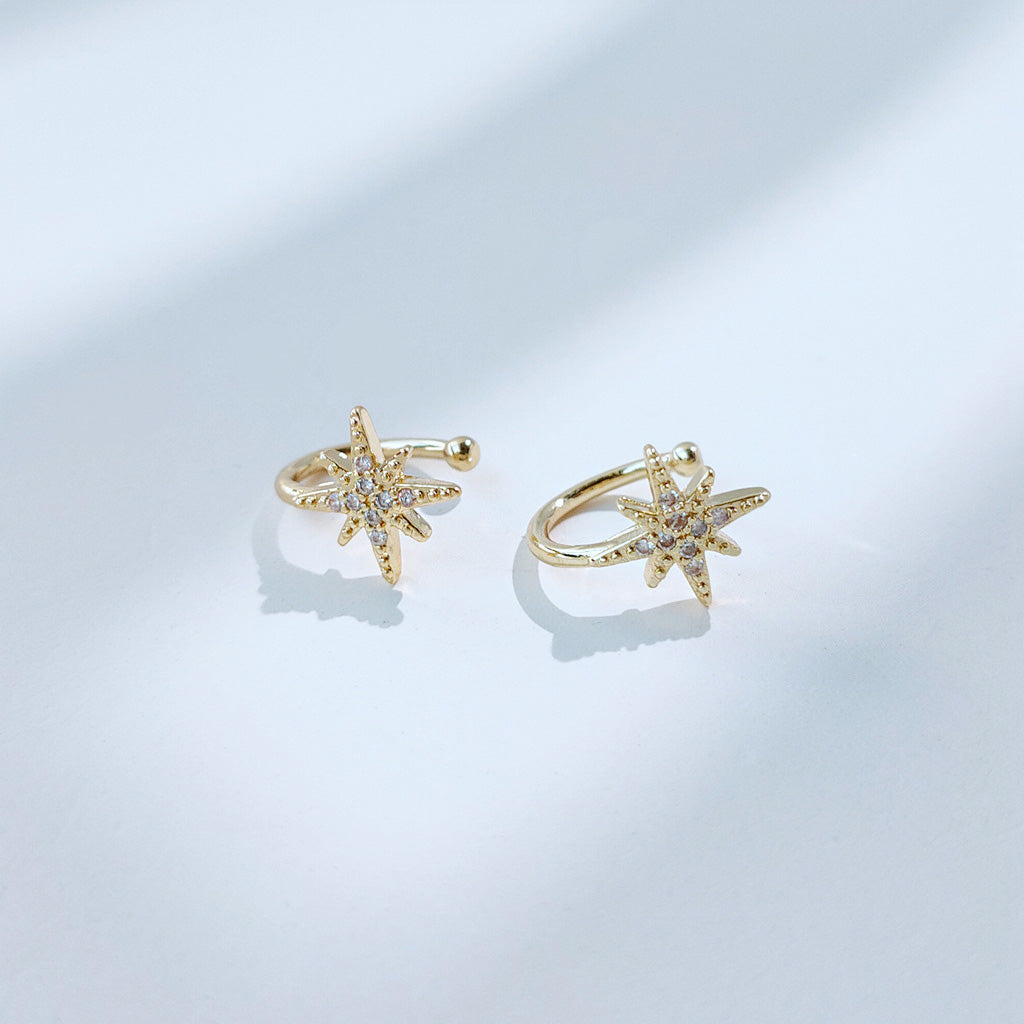 14k gold plated star non-pierced ear cuff earrings (5 pcs)