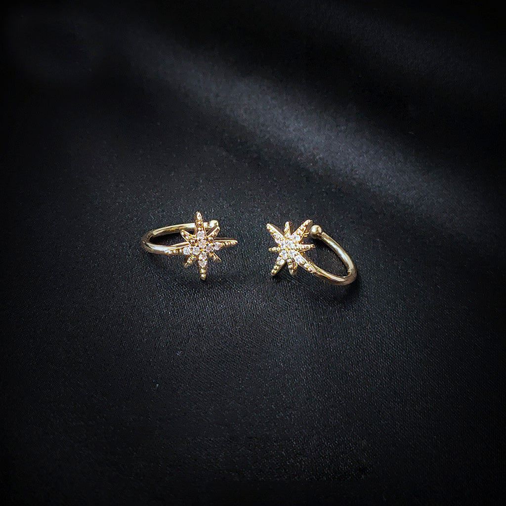 14k gold plated star non-pierced ear cuff earrings (5 pcs)