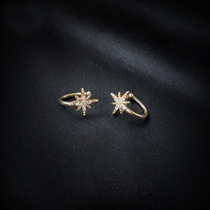 14k gold plated star non-pierced ear cuff earrings (5 pcs)