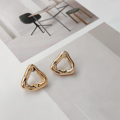 Geometric design gold silver plated curve triangle hoop earrings (5 pairs)