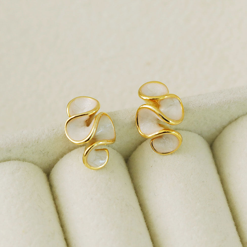 brass wave geometric enamel color earrings (5 pairs)