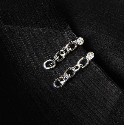 Silver plated link chain with zircon drop earrings (5 pairs)