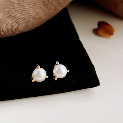 14k gold plated simple pearl stud earrings (5 pairs)