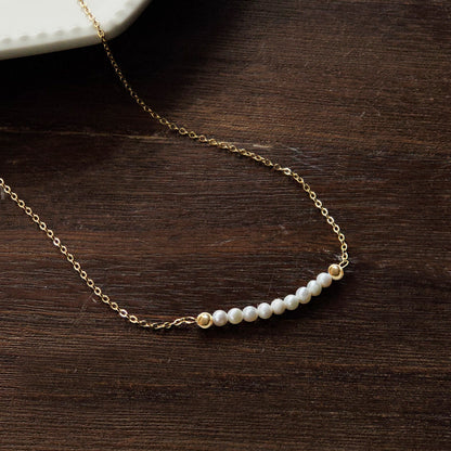 Gold plated freshwater pearl aesthetic simple clavicle chain necklaces Set of 5