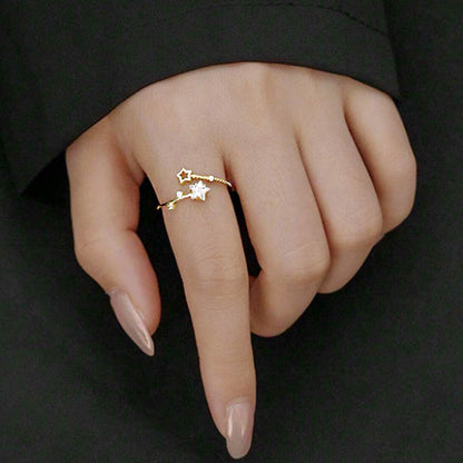 Fashion gold plated opening zircon star finger rings Set of 5