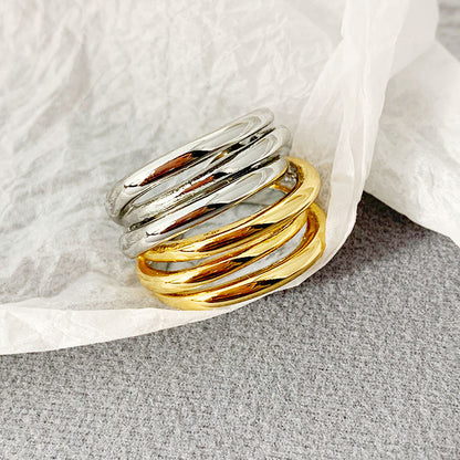 brass vintage multiple layered cuff open rings Set of 5