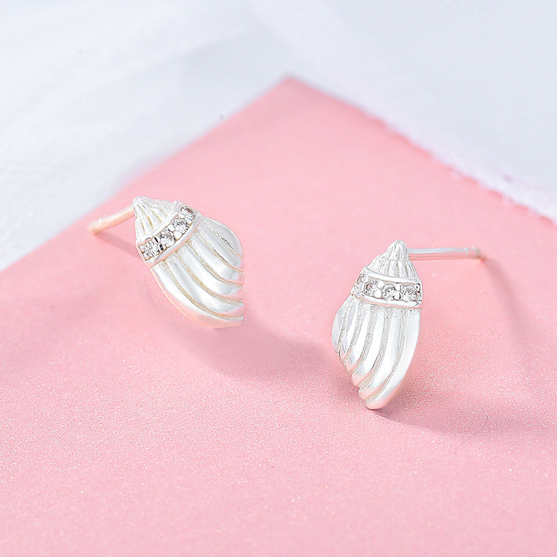 925 sterling silver seashell conch stud earrings (5 pairs)