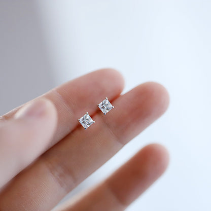 Wholesale 925 sterling silver mini square cubic zirconia stud earrings (5 pairs)