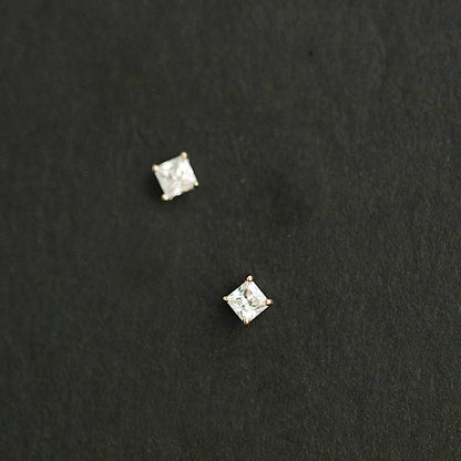 Wholesale 925 sterling silver mini square cubic zirconia stud earrings (5 pairs)