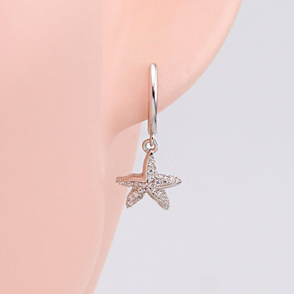 925 sterling silver sea starfish huggie hoop earrings (5 pairs)