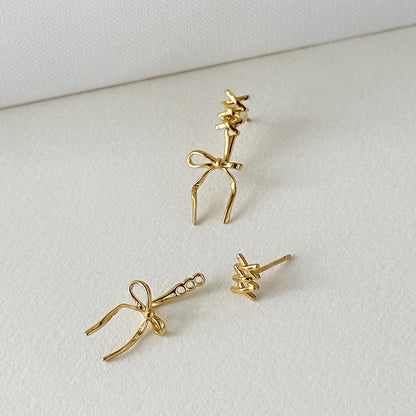 Pendientes colgantes de perlas con nudo vintage chapado en oro de 18k en plata 925 (10 pares)