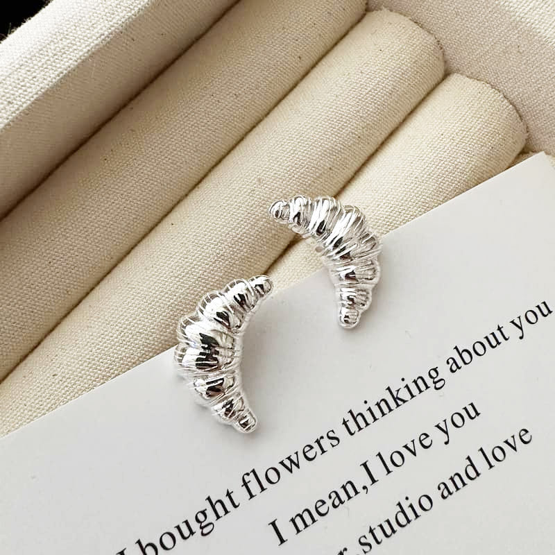 Wholesale 925 sterling silver croissant shape stud earrings (5 pairs)