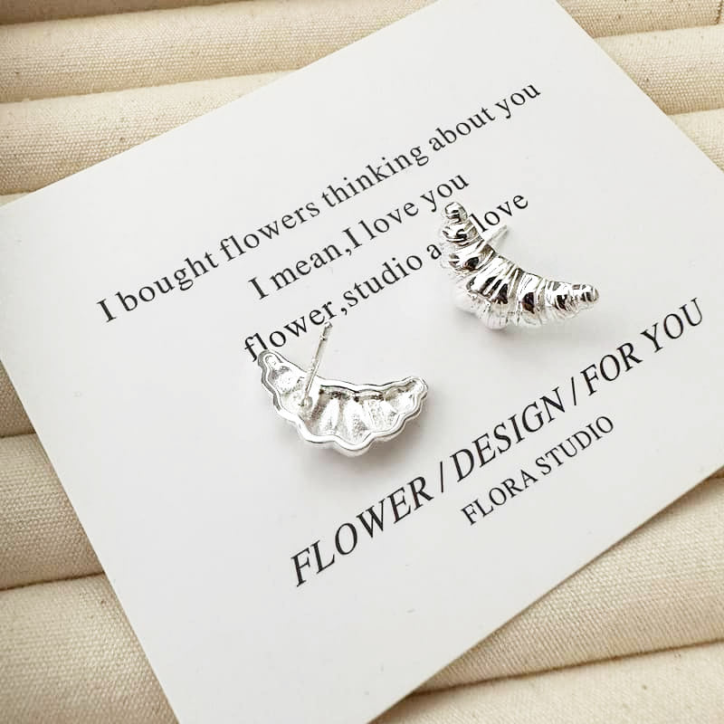 Wholesale 925 sterling silver croissant shape stud earrings (5 pairs)