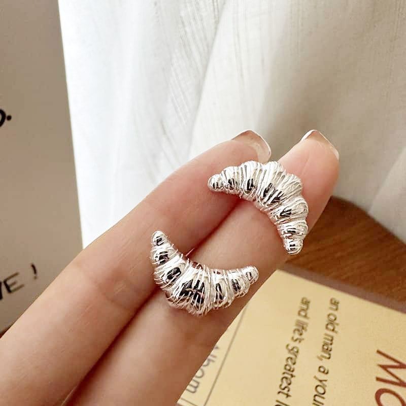 Wholesale 925 sterling silver croissant shape stud earrings (5 pairs)