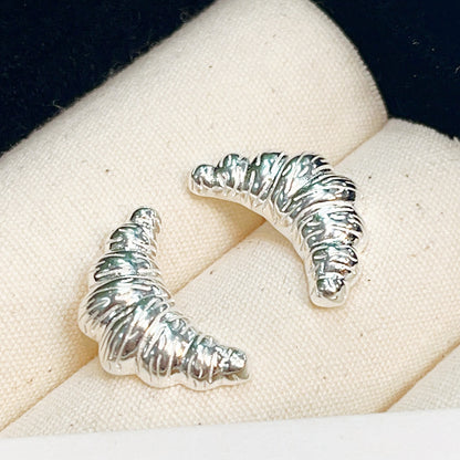 Wholesale 925 sterling silver croissant shape stud earrings (5 pairs)