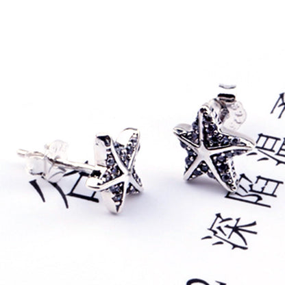 925 sterling silver vintage sea ocean starfish stud earrings (5 pairs)