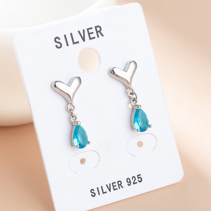 Boucles d'oreilles pendantes chaîne baleine en pierre bleue de mer en argent sterling 925 (10 paires)