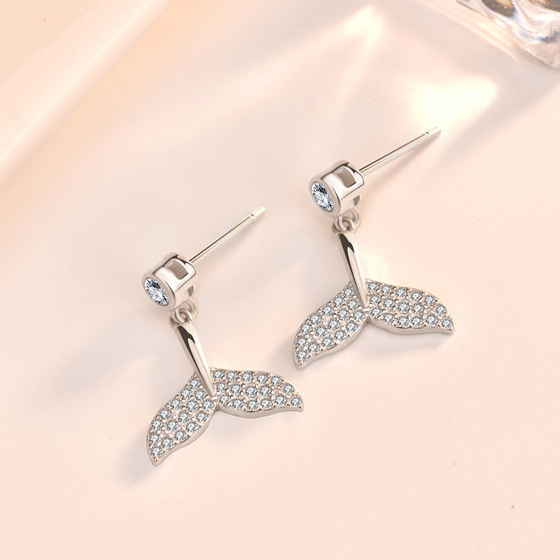 Boucles d'oreilles queue de poisson sirène en argent sterling 925 CZ (10 paires)