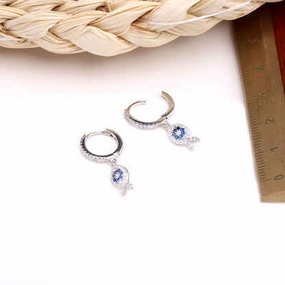 925 sterling silver ocean sea fish huggie hoop earrings(5 pairs)