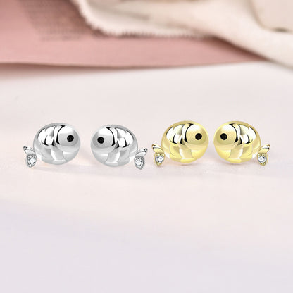 Boucles d'oreilles à tige en forme de carpe et de poisson en argent sterling 925 (10 paires)