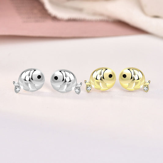 Pendientes lindos de plata de ley 925 con mini circonitas en forma de pez carpa (10 pares)