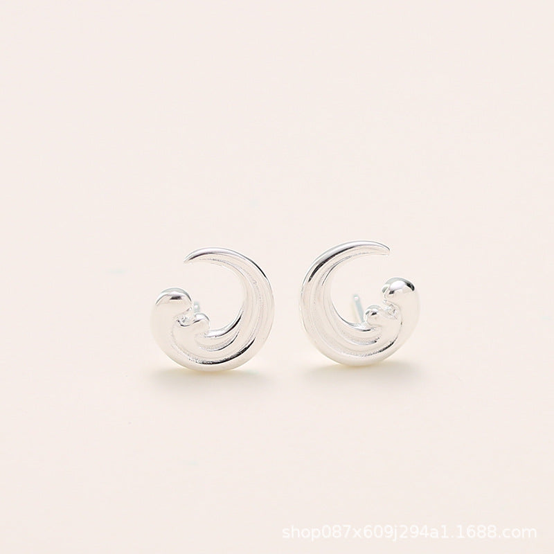 Boucle d'oreille à tige en argent sterling 925, surfeur de plage, vague océanique (10 paires)