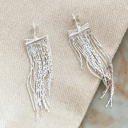 925 sterling silver chain tassels dangling earrings (5 pairs)