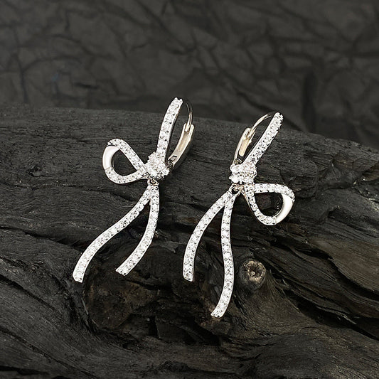 Boucles d'oreilles percées avec nœud papillon en argent sterling 925 (10 paires)