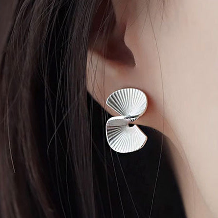 925 sterling silver s-shaped arc fan stud earrings (5 pairs)