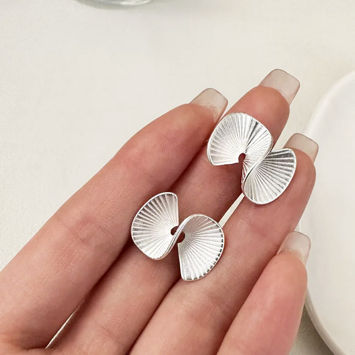 925 sterling silver s-shaped arc fan stud earrings (5 pairs)