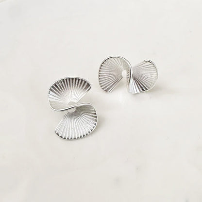 925 sterling silver s-shaped arc fan stud earrings (5 pairs)