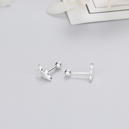 Boucles d'oreilles à tige vissées en forme d'hélice de requin minuscule en argent sterling 925 (10 paires)