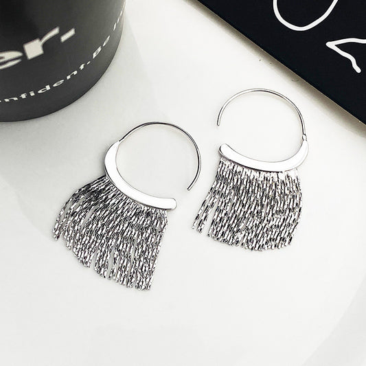 Boucles d'oreilles à pampilles bling-bling en chaîne à crochet en C en argent sterling 925 (10 paires)