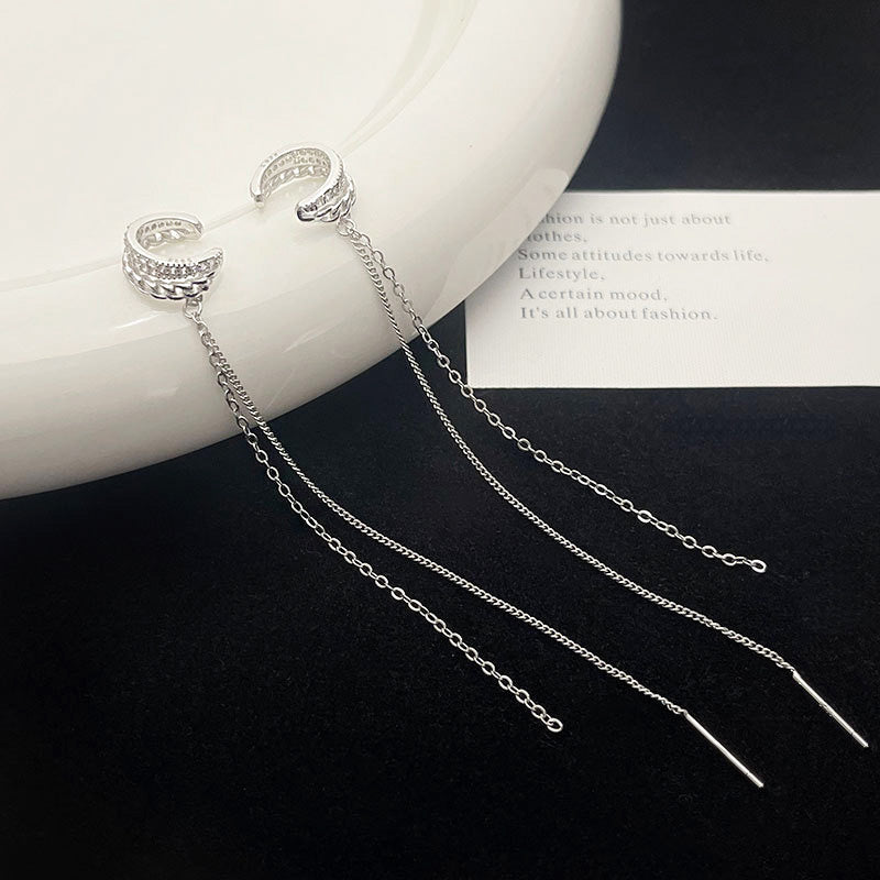 925 sterling silver ear cuff chain thread earrings (5 pairs)