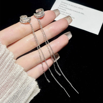 925 sterling silver ear cuff chain thread earrings (5 pairs)