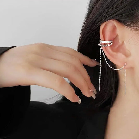 925 sterling silver ear cuff chain thread earrings (10 pairs)