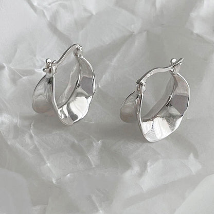 Pendientes aros onda ancha plata de ley 925 (10 pares)