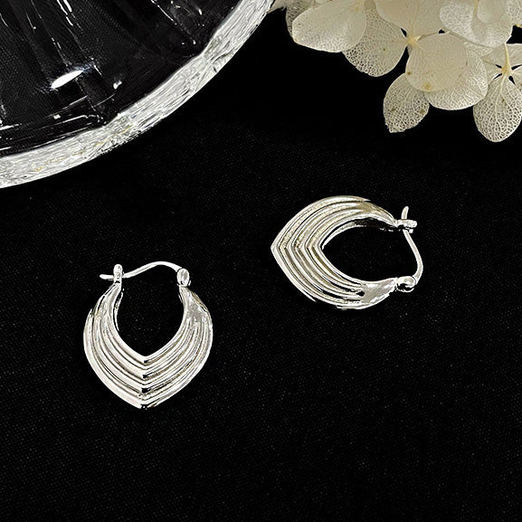 Boucles d'oreilles créoles géométriques en argent sterling 925 avec bouclier superposé (10 paires)