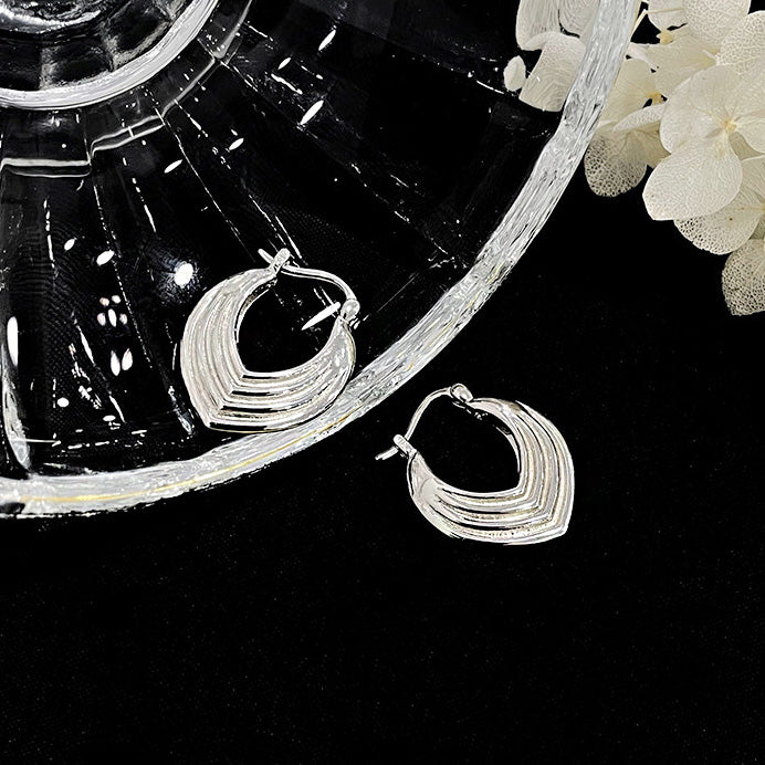 Boucles d'oreilles créoles géométriques en argent sterling 925 avec bouclier superposé (10 paires)