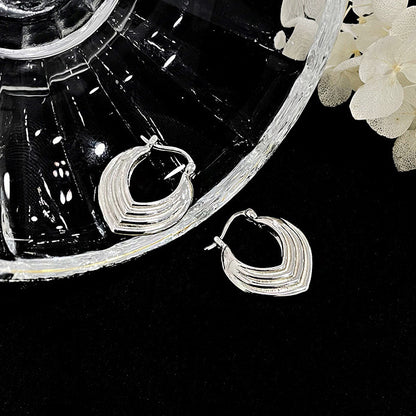 Boucles d'oreilles créoles géométriques en argent sterling 925 avec bouclier superposé (10 paires)