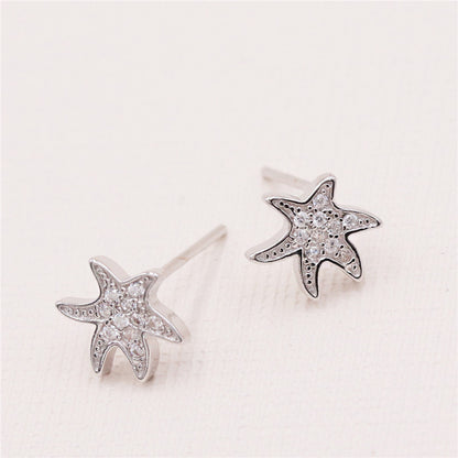 925 sterling silver ocean tiny irregular starfish earrings (5 pairs)