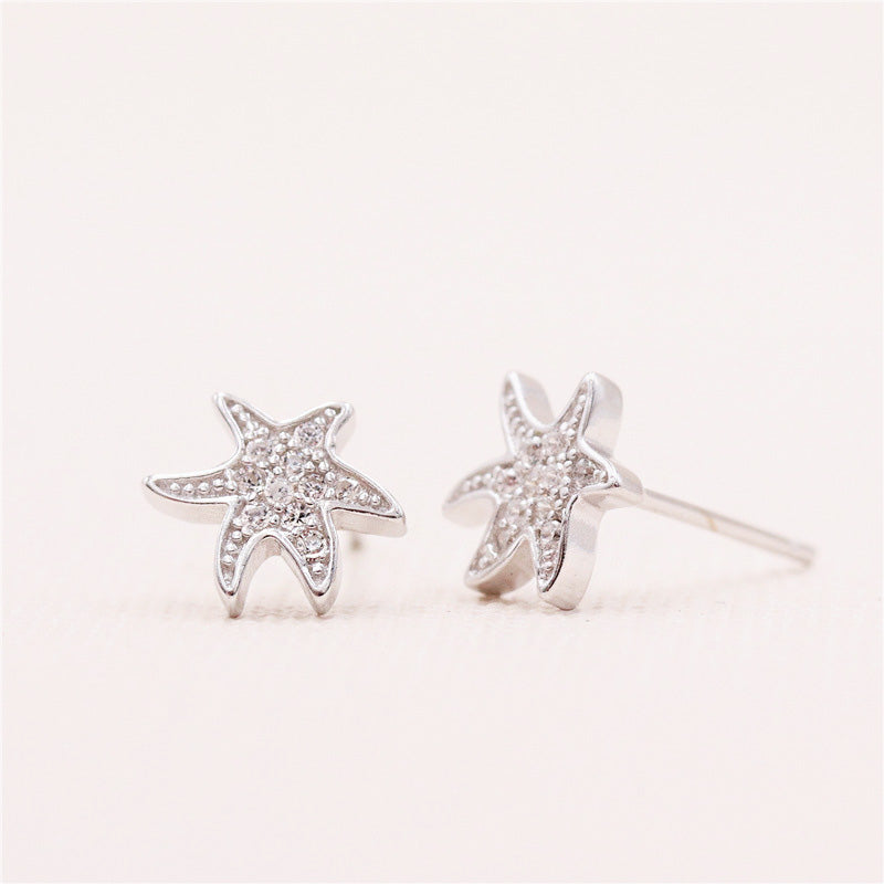 925 sterling silver ocean tiny irregular starfish earrings (5 pairs)