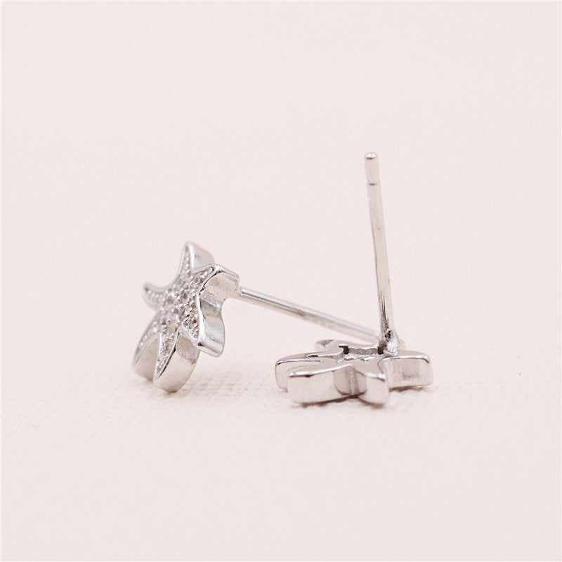 925 sterling silver ocean tiny irregular starfish earrings (5 pairs)