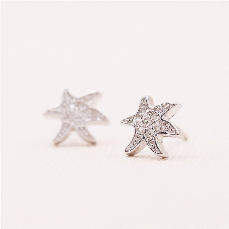 925 sterling silver ocean tiny irregular starfish earrings (5 pairs)