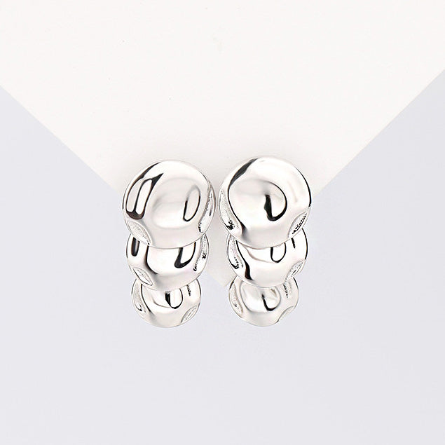 Boucles d'oreilles pendantes disque rond en argent sterling 925 (10 paires)