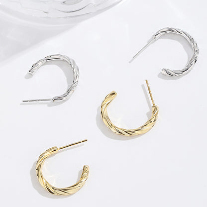 Boucles d'oreilles piercing forme C noeud torsadé argent 925 (10 paires)