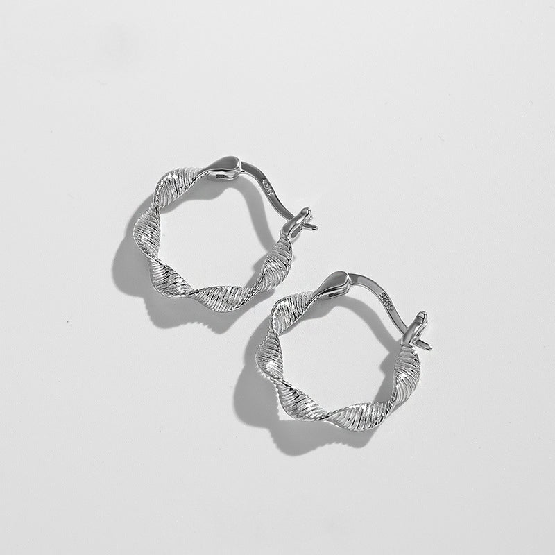 Boucles d'oreilles en argent sterling S925 Boucles d'oreilles créoles torsadées Möbius (10 paires)