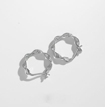 Boucles d'oreilles en argent sterling S925 Boucles d'oreilles créoles torsadées Möbius (10 paires)