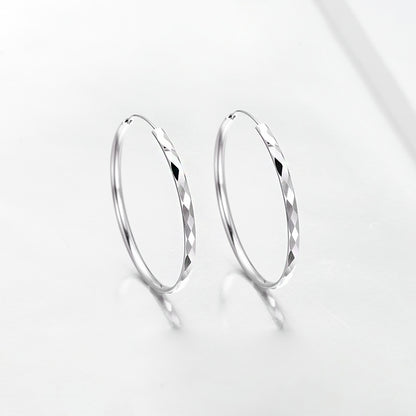 Boucles d'oreilles créoles 42 mm texture diamant en argent sterling 925 (10 paires)